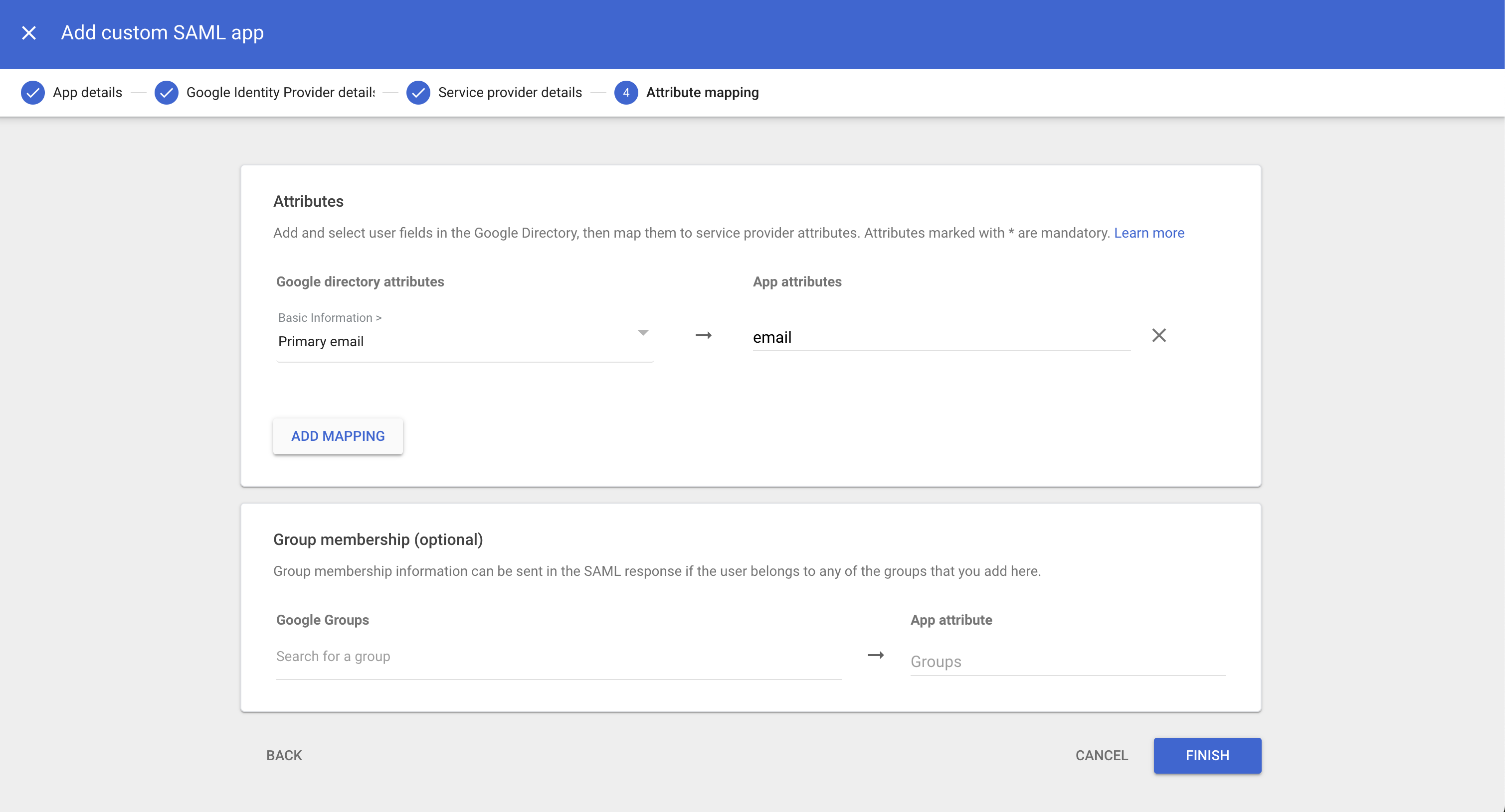 map user attr in google